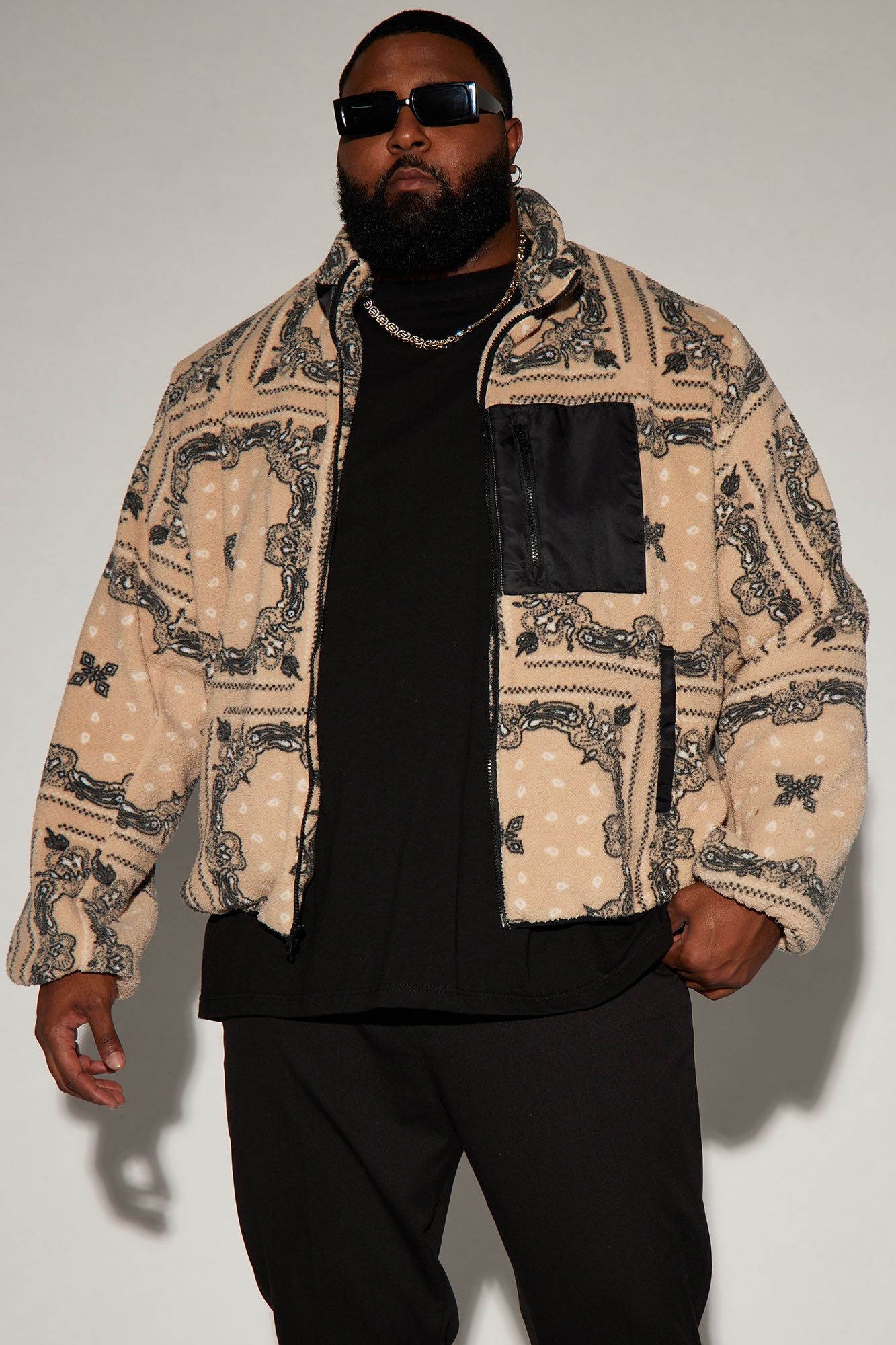 Eyes On Paisley Print Fleece Jacket - Tan sold by Fashion Nova product image thumbnail 5