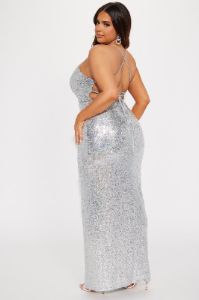 Janelle Sequin Maxi Dress - Silver sold by Fashion Nova