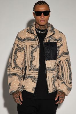 Eyes On Paisley Print Fleece Jacket - Tan sold by Fashion Nova