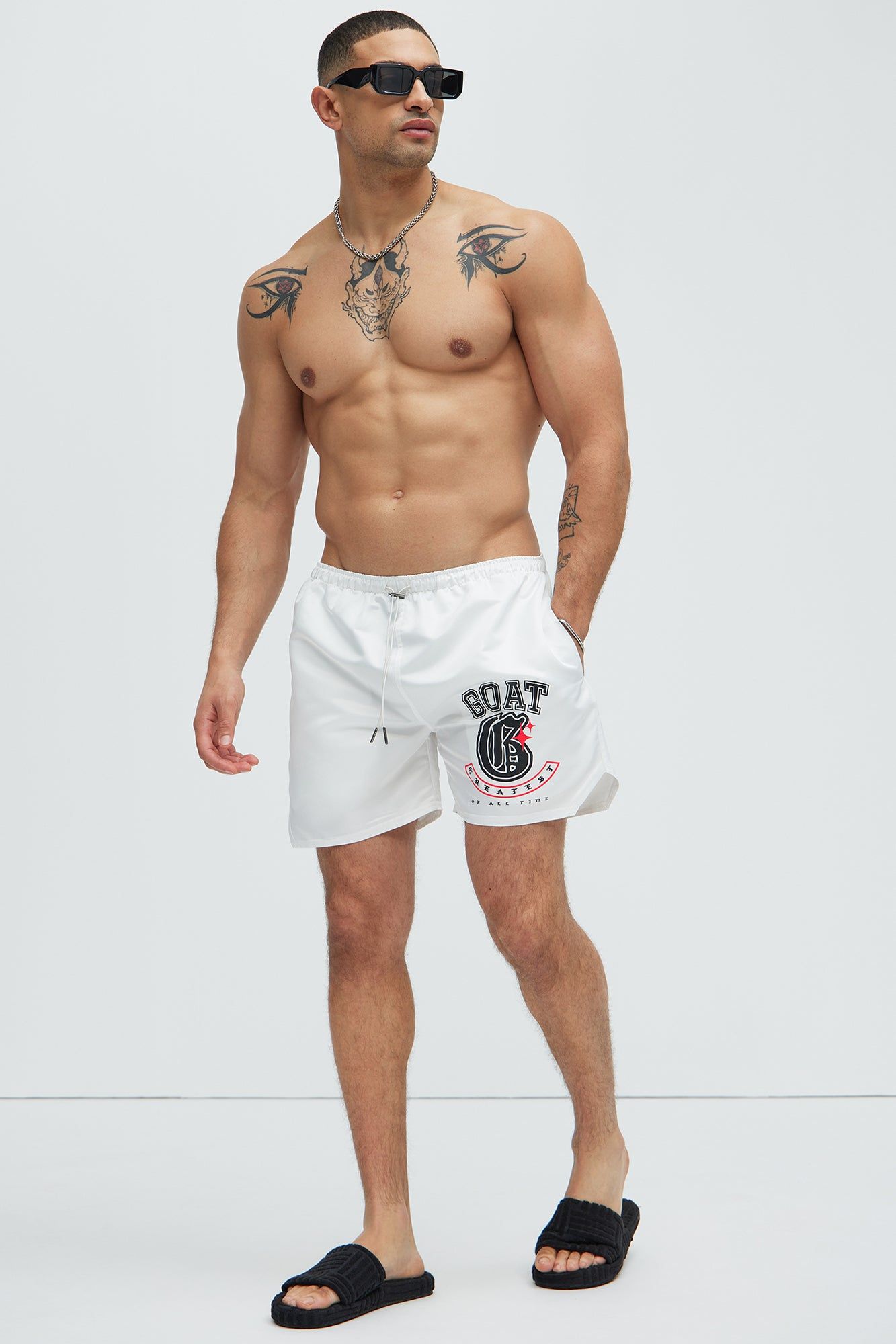I Am The Greatest Swim Trunks - White sold by Fashion Nova product image thumbnail 2
