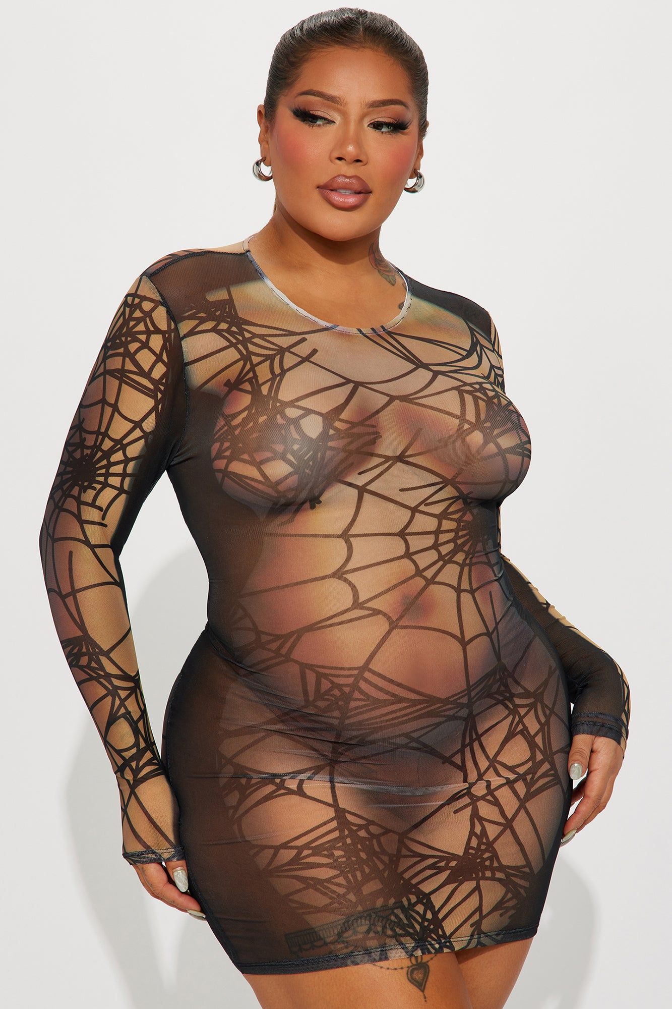 I Caught You Mesh Mini Dress - Nude/combo sold by Fashion Nova product image thumbnail 4