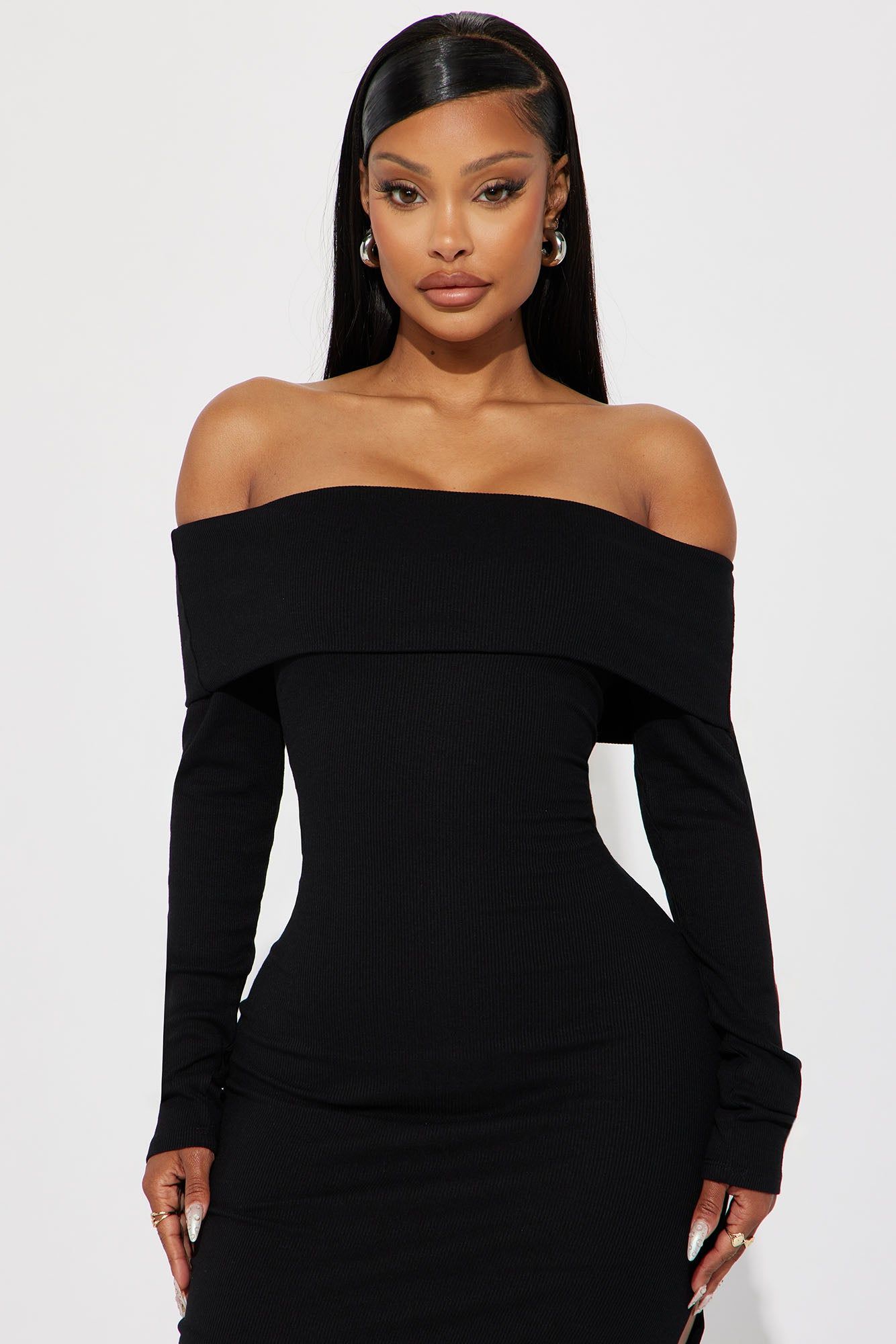 Jenna Ribbed Midi Dress-Black sold by Fashion Nova product image thumbnail 2