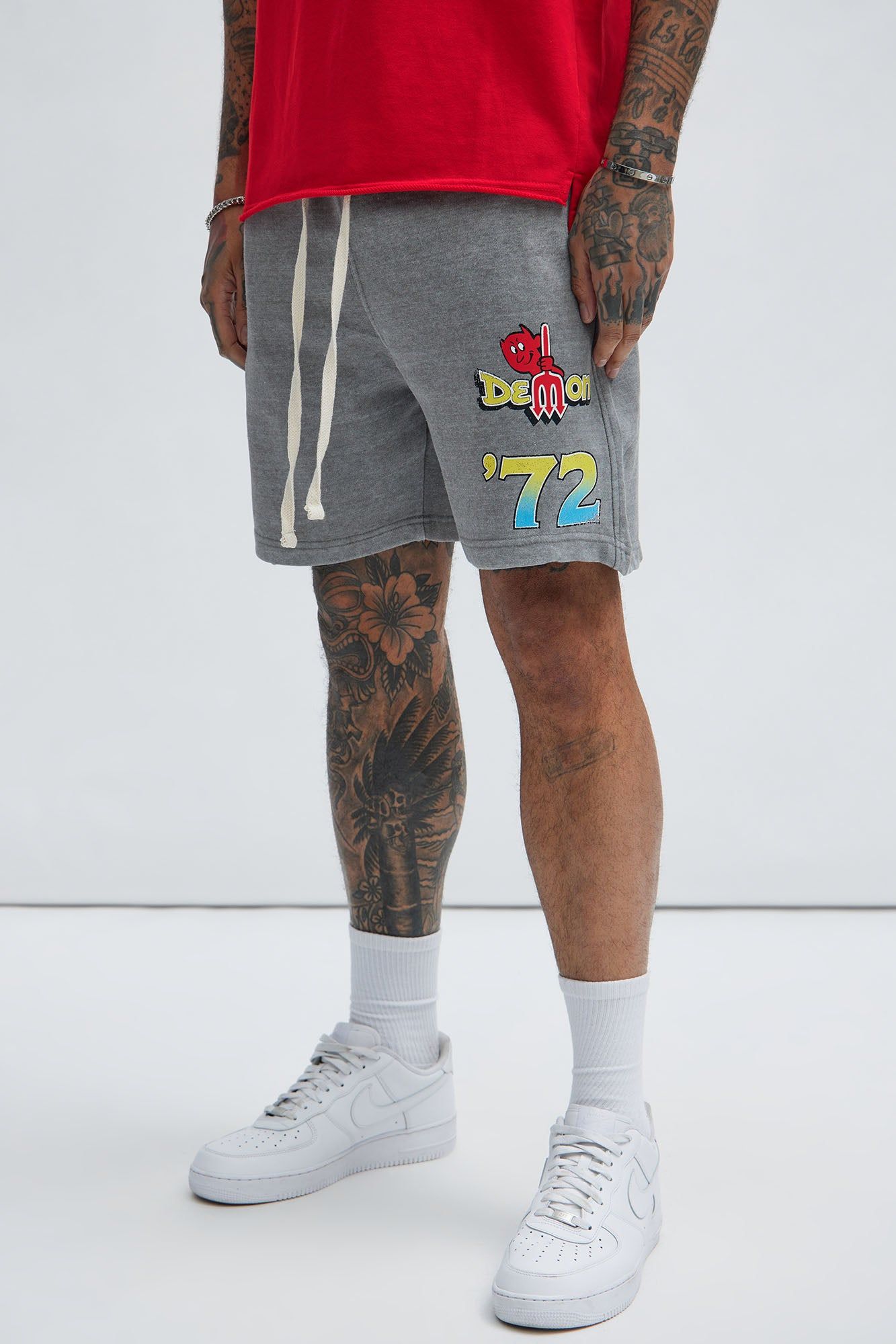 Dodge Demon '72 Shorts - Grey sold by Fashion Nova