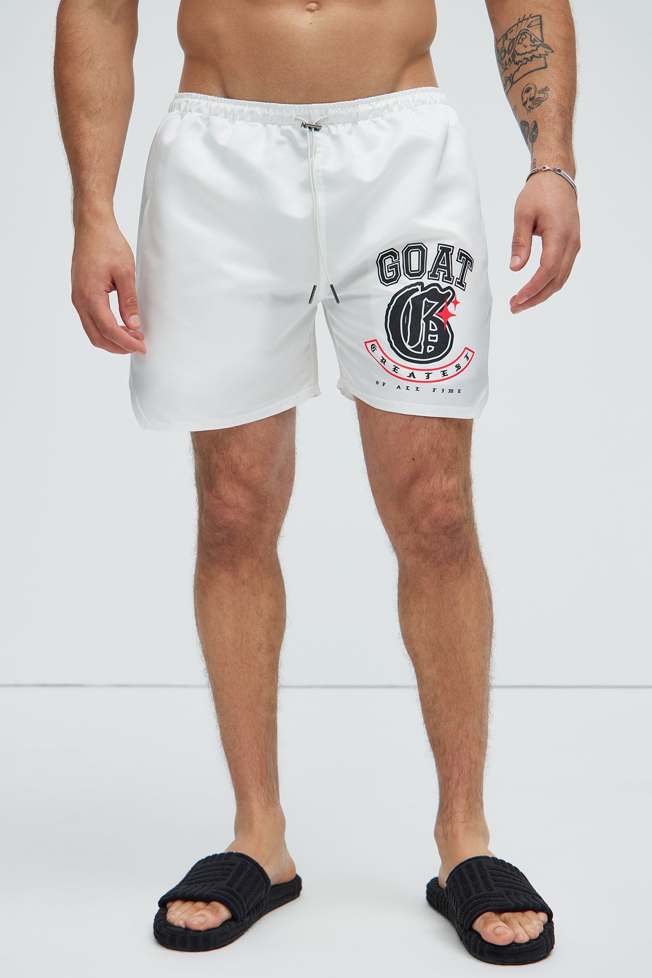 I Am The Greatest Swim Trunks - White sold by Fashion Nova