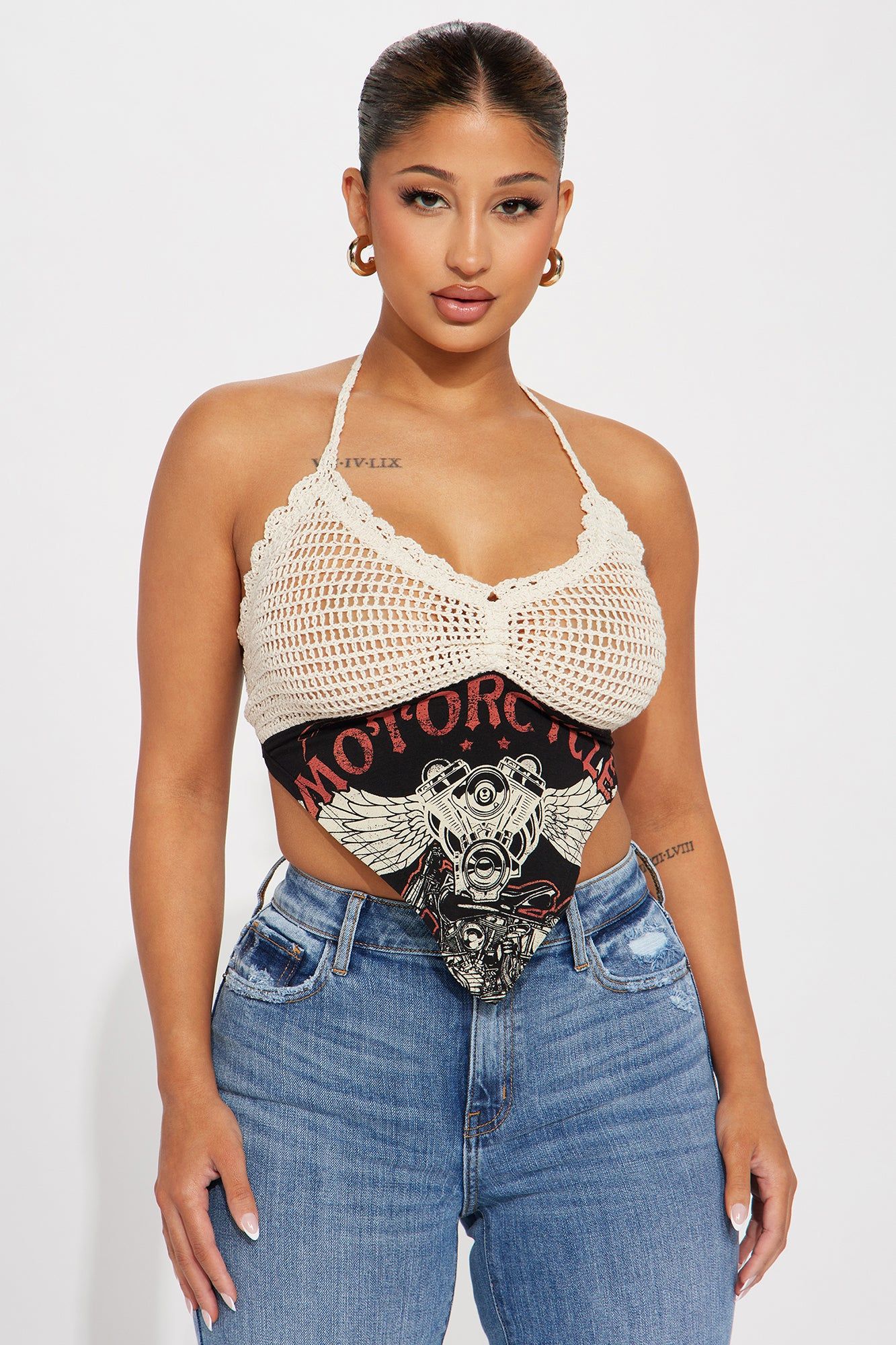 Hot To Handle Crochet Top - Black/combo sold by Fashion Nova