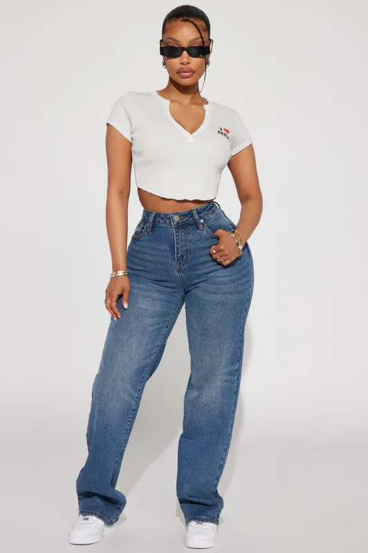 Left Him Speechless Straight Leg Jeans - Medium Wash sold by Fashion Nova