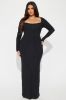 Lola Micro Ribbed Maxi Dress - Black sold by Fashion Nova