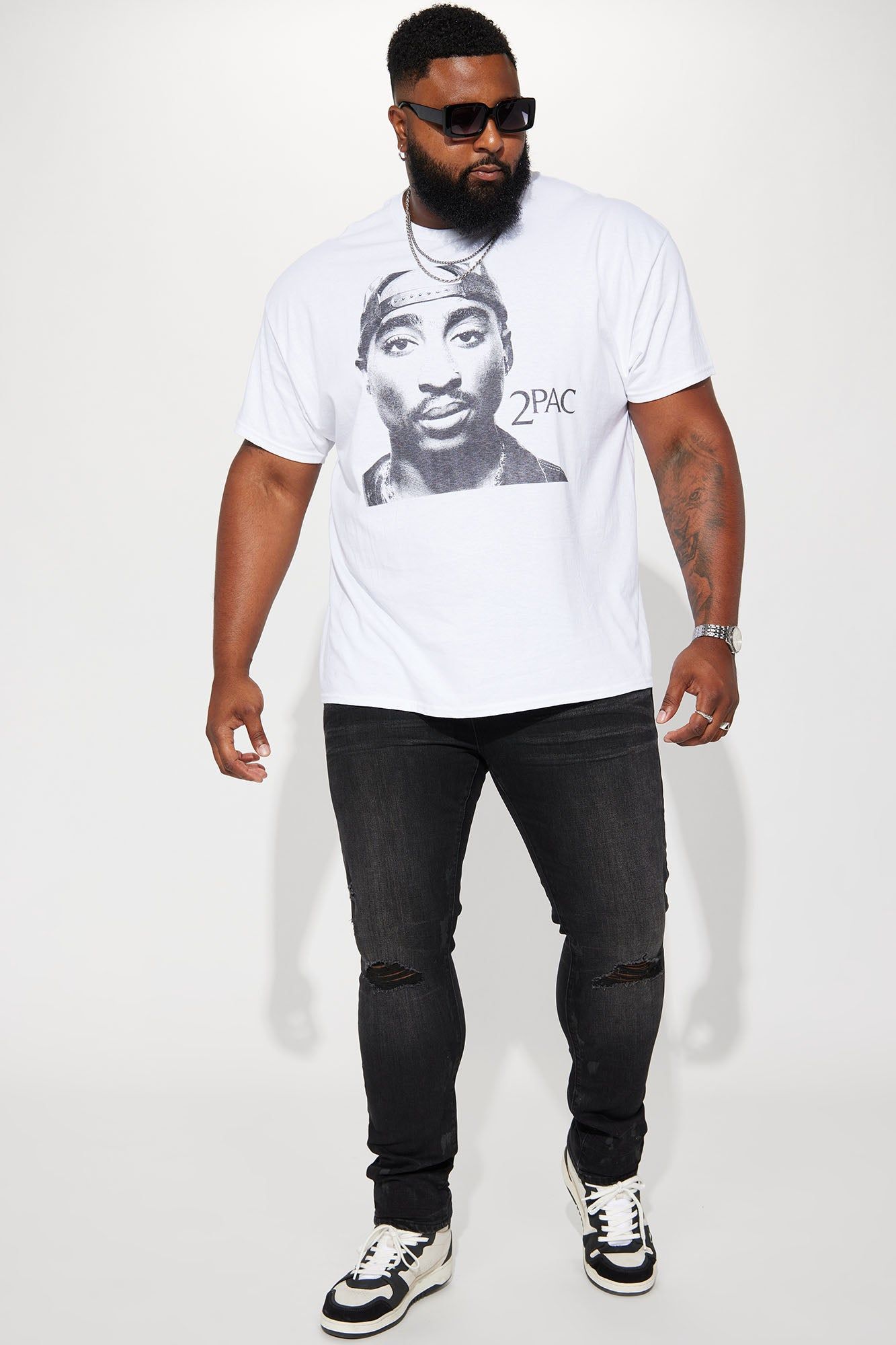 Tupac Me Against The World Short Sleeve Tee - White sold by Fashion Nova product image thumbnail 6