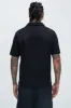 Franklin Stripe Knit Johnny Collar Shirt - Black sold by Fashion Nova