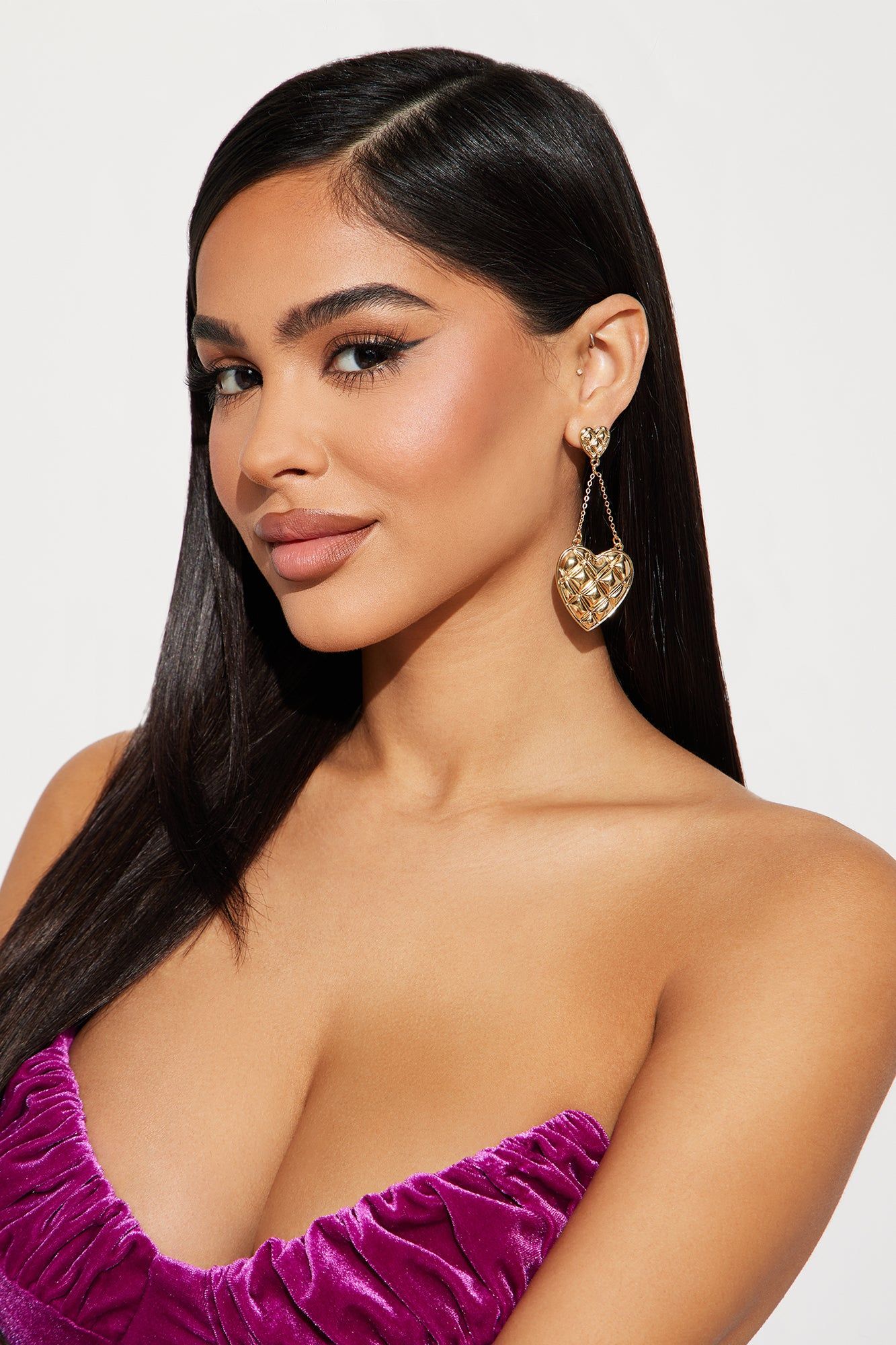Textured Heart Babe Earrings - Gold sold by Fashion Nova product image thumbnail 2
