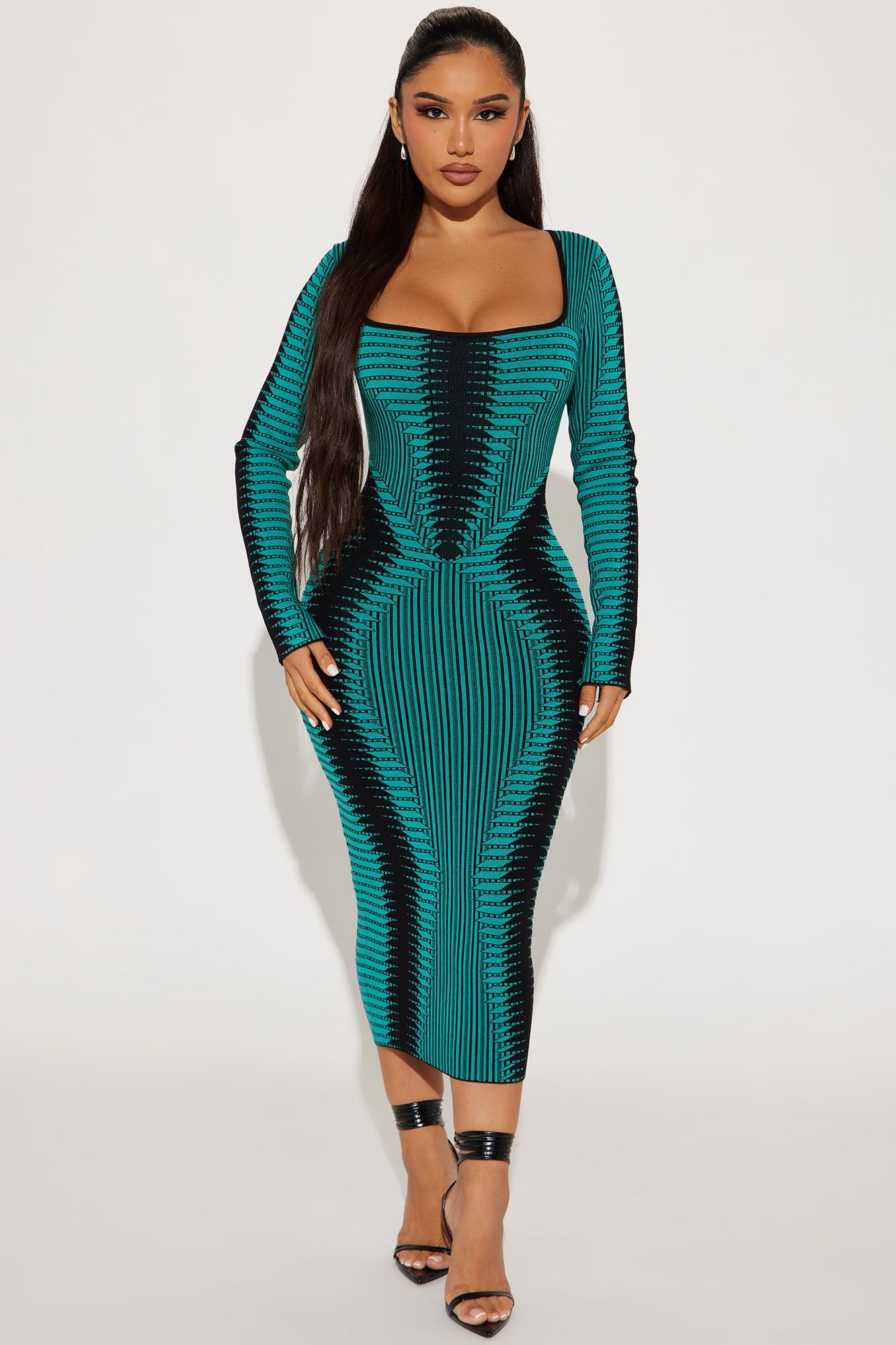 Arianna Sweater Midi Dress - Teal sold by Fashion Nova