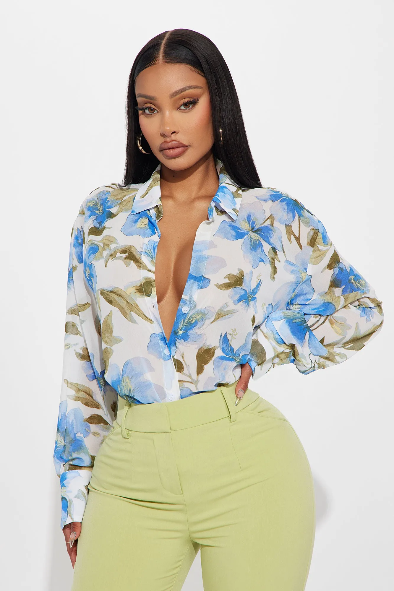Hawaiian Summer Shirt - Ivory/combo sold by Fashion Nova