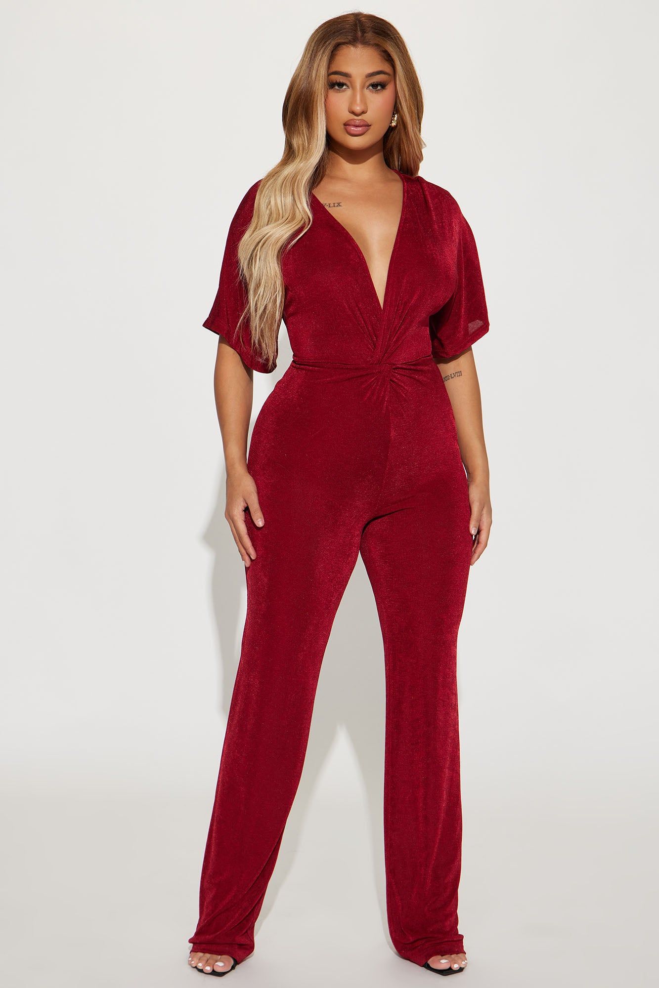 Full Grown Jumpsuit - Burgundy sold by Fashion Nova