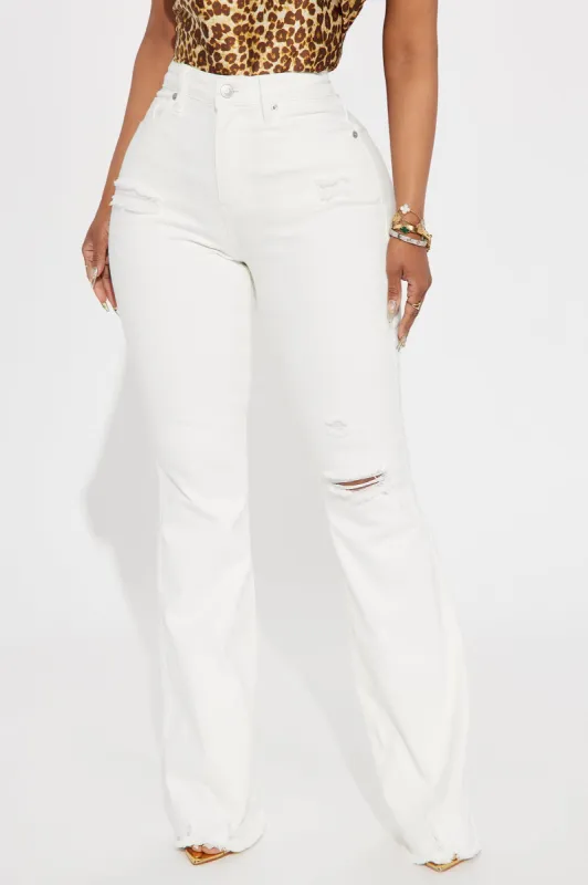 Up Next Stretch Flare Jeans - White sold by Fashion Nova