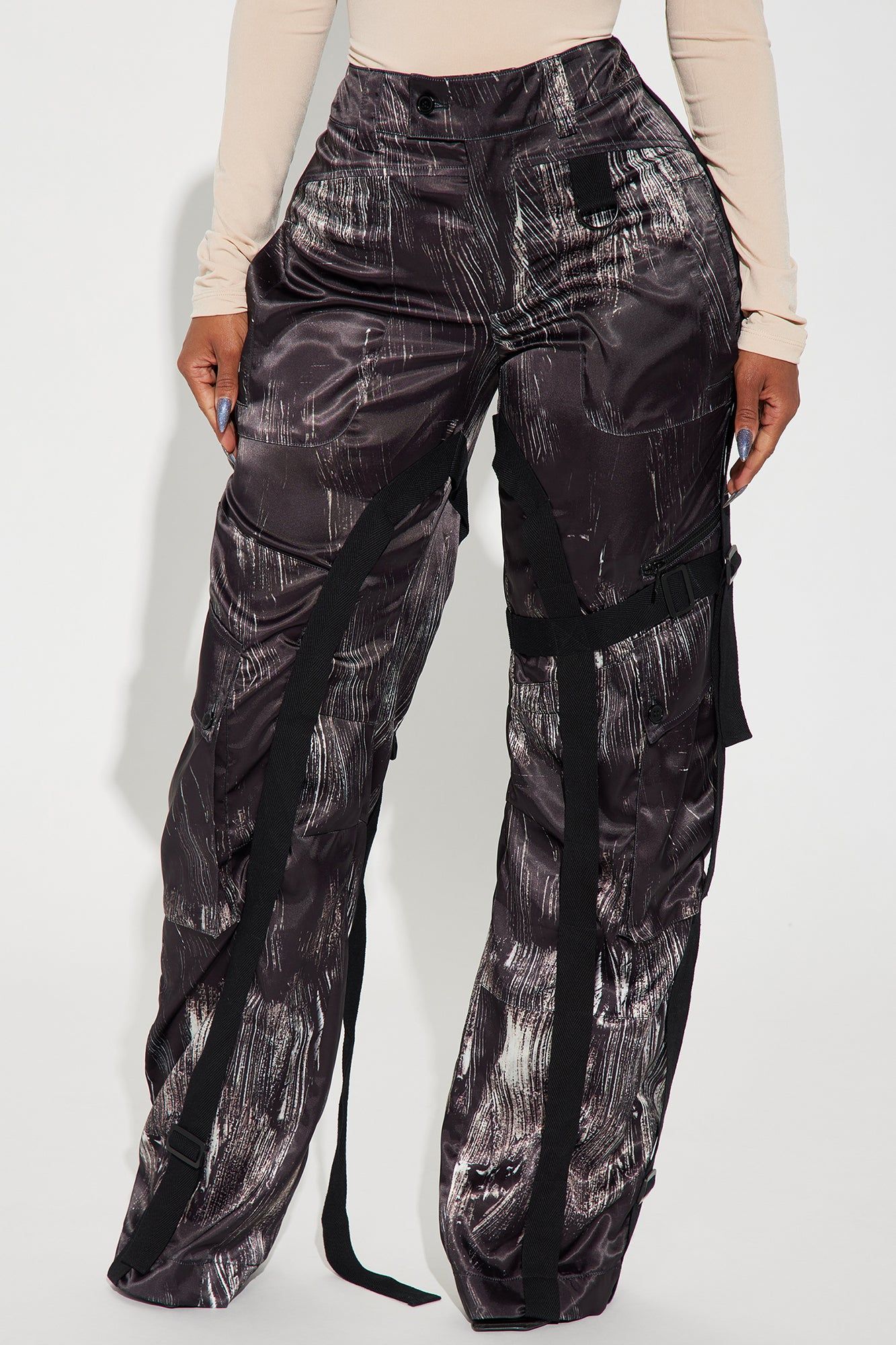 Nights in Satin Cargo Pant - Black sold by Fashion Nova product image thumbnail 2