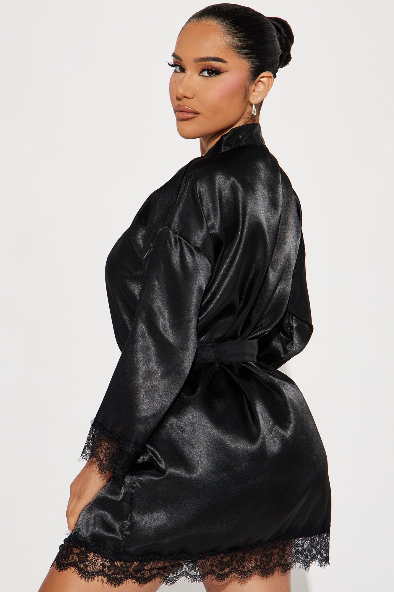 Special Lover Satin PJ Robe Set - Black sold by Fashion Nova product image thumbnail 2