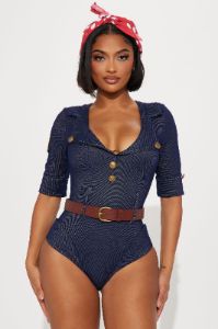 Riveting Babe 3 Piece Costume Set - Blue sold by Fashion Nova