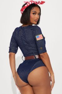 Riveting Babe 3 Piece Costume Set - Blue sold by Fashion Nova