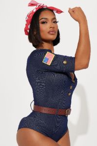 Riveting Babe 3 Piece Costume Set - Blue sold by Fashion Nova