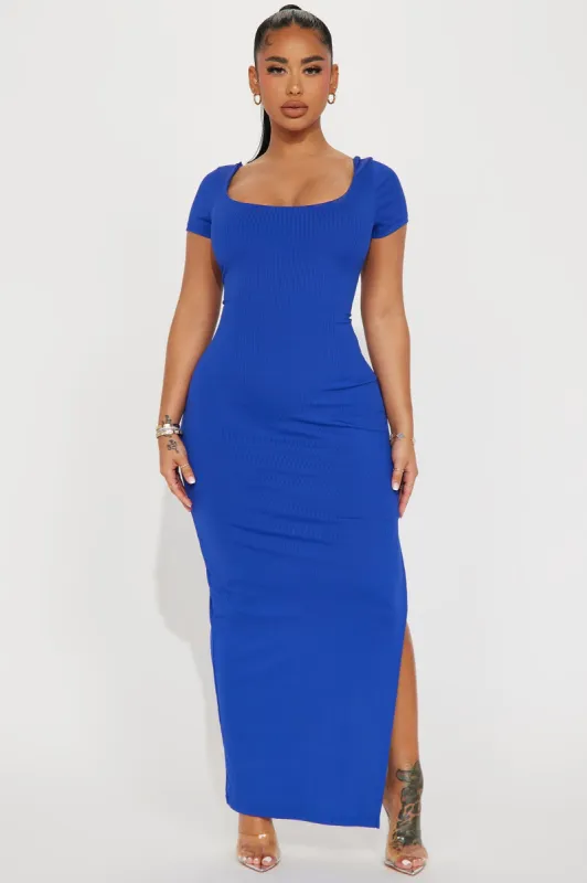 Chloe Ribbed Maxi Dress - Royal sold by Fashion Nova