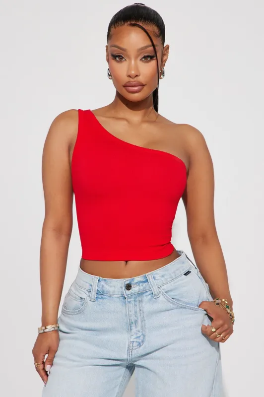 Amelia One Shoulder Seamless Top - Red sold by Fashion Nova