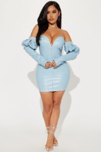 Kensley Mini Dress - Blue sold by Fashion Nova