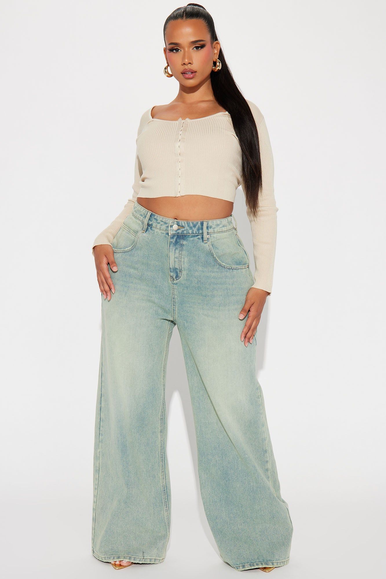 Naples Tinted Drop Waist Baggy Jeans - Light Wash sold by Fashion Nova product image thumbnail 4