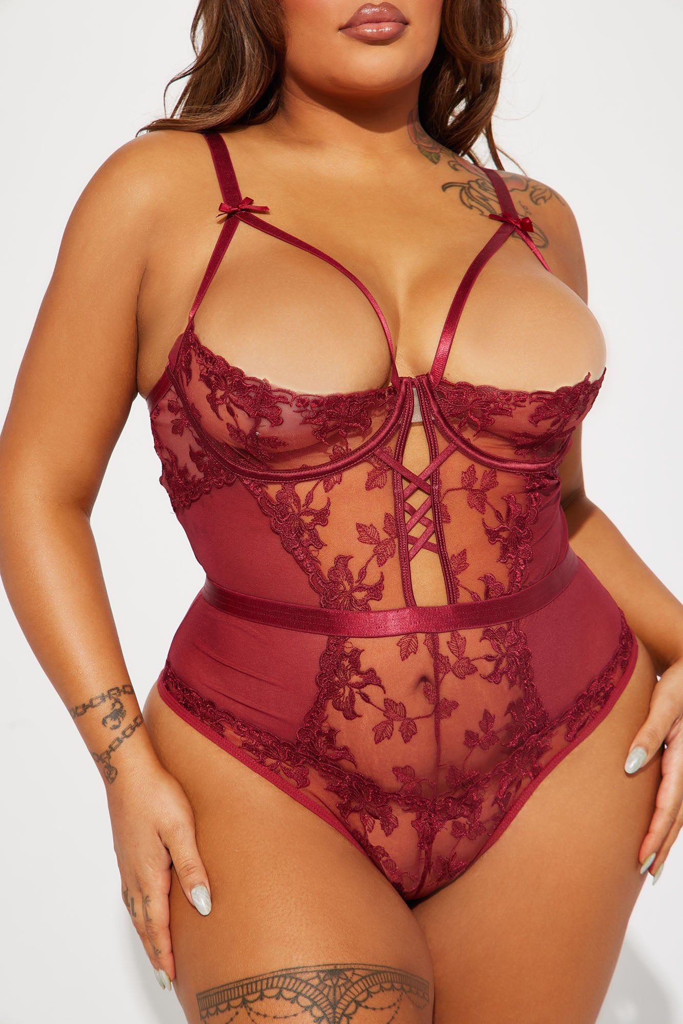 Infinity Love Lace Teddy - Red sold by Fashion Nova product image thumbnail 2