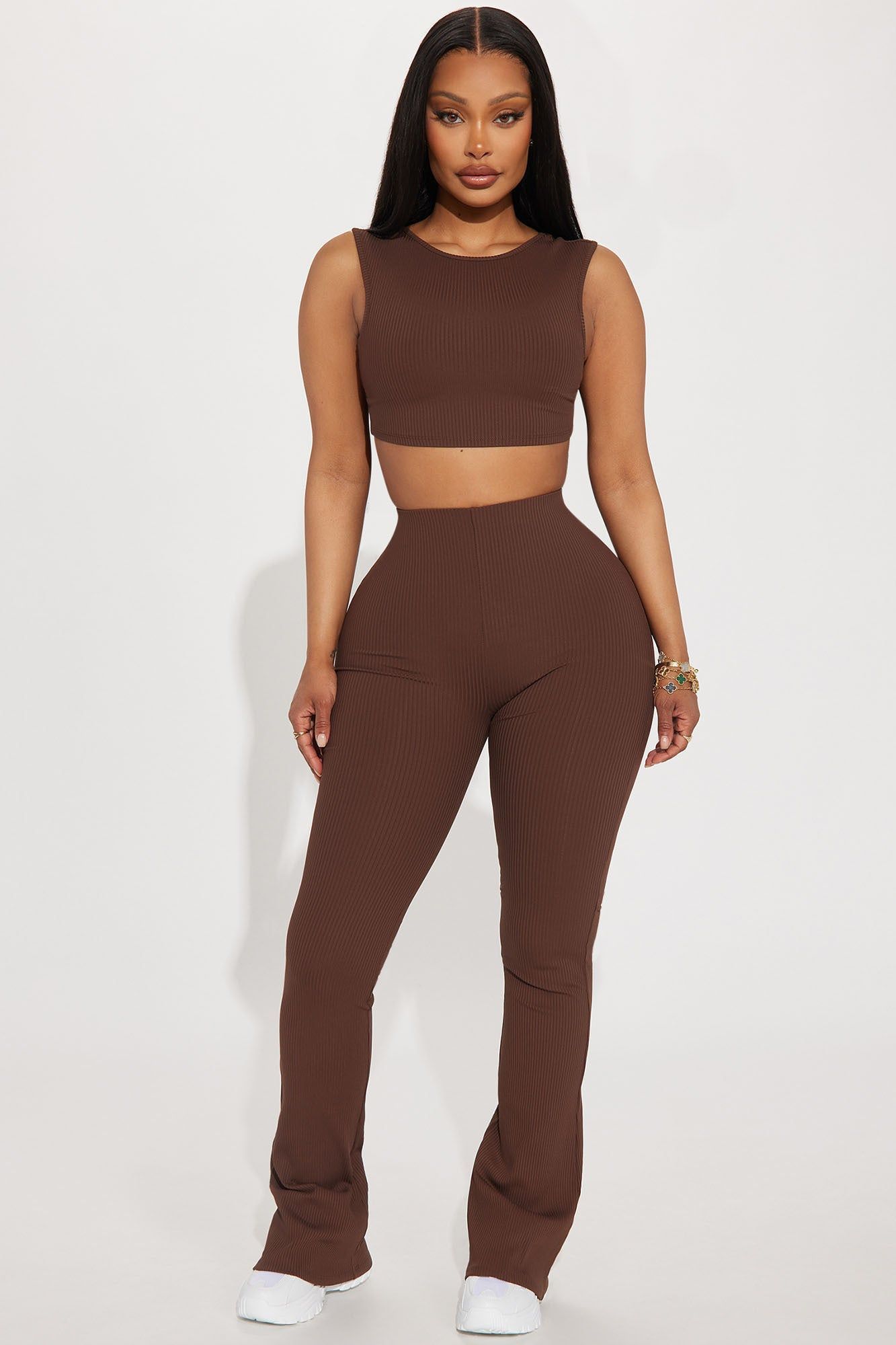 Hold Position Ribbed Yoga Pant - Brown sold by Fashion Nova