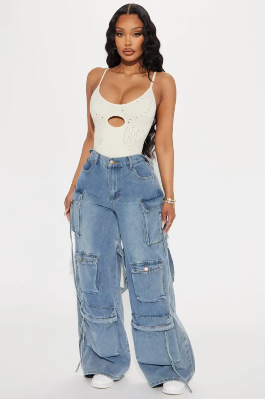 According To You Baggy Cargo Jeans - Medium Wash sold by Fashion Nova