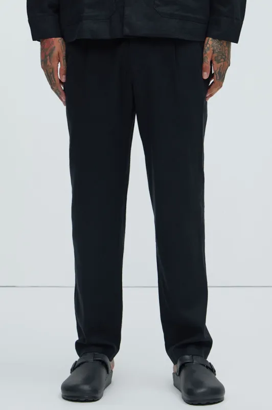 Bahamas Pleated Linen Trousers - Black sold by Fashion Nova