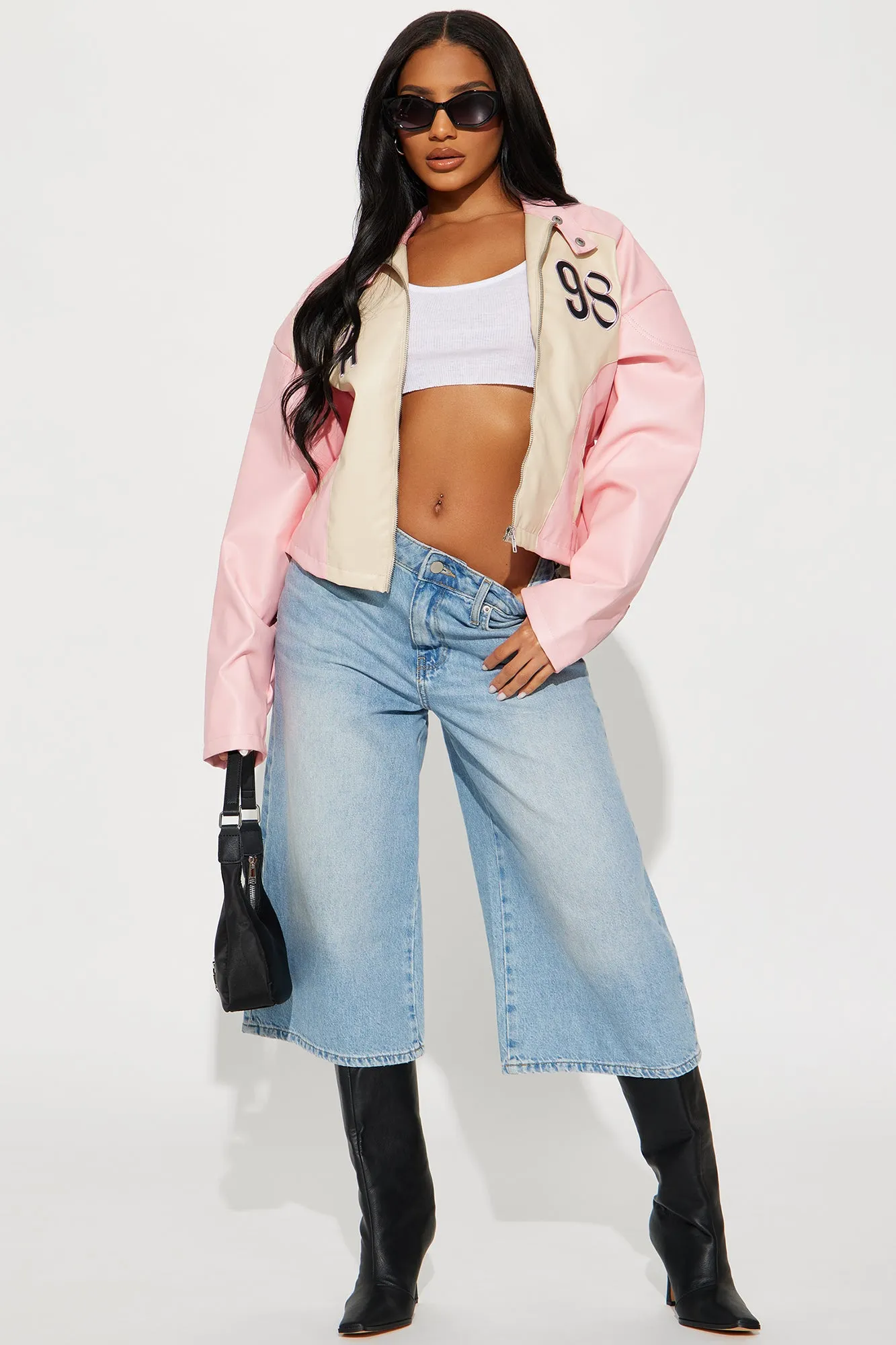 LA Official Faux Leather Moto Jacket - Pink/combo sold by Fashion Nova product image thumbnail 2