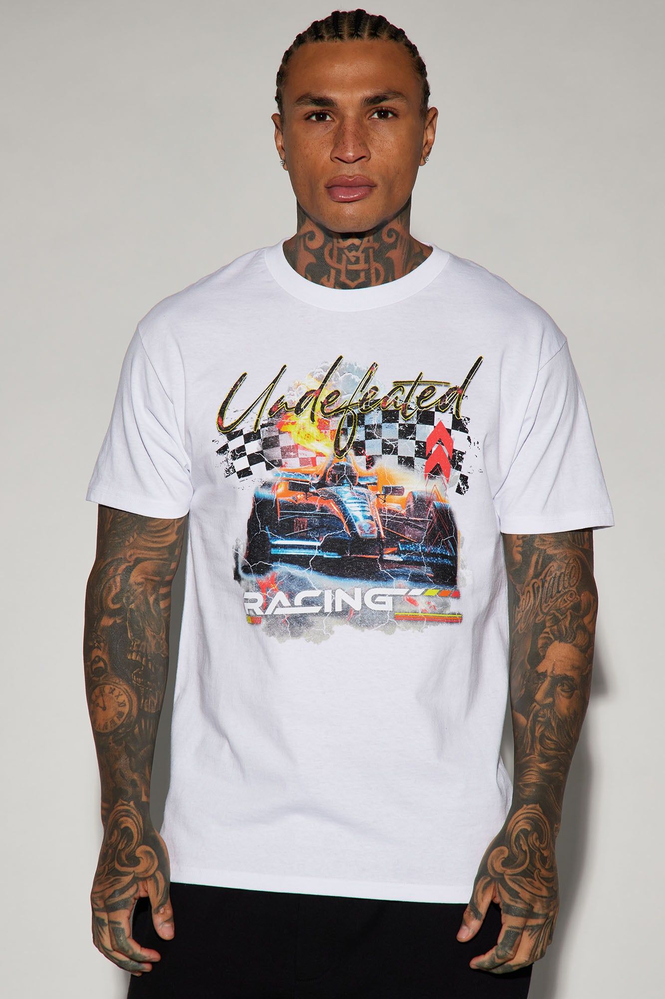 Undefeated Short Sleeve Tee - White sold by Fashion Nova