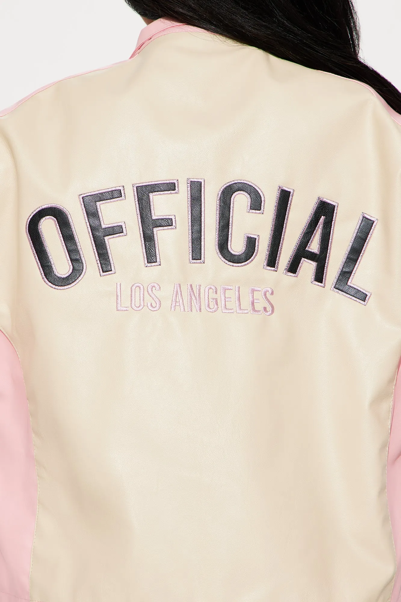 LA Official Faux Leather Moto Jacket - Pink/combo sold by Fashion Nova product image thumbnail 4