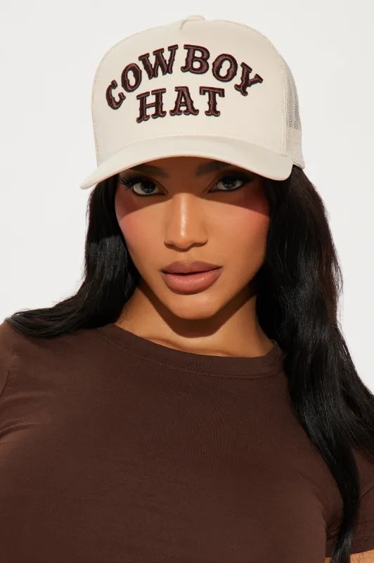 Cowboy Hat II Trucker Hat - Beige sold by Fashion Nova