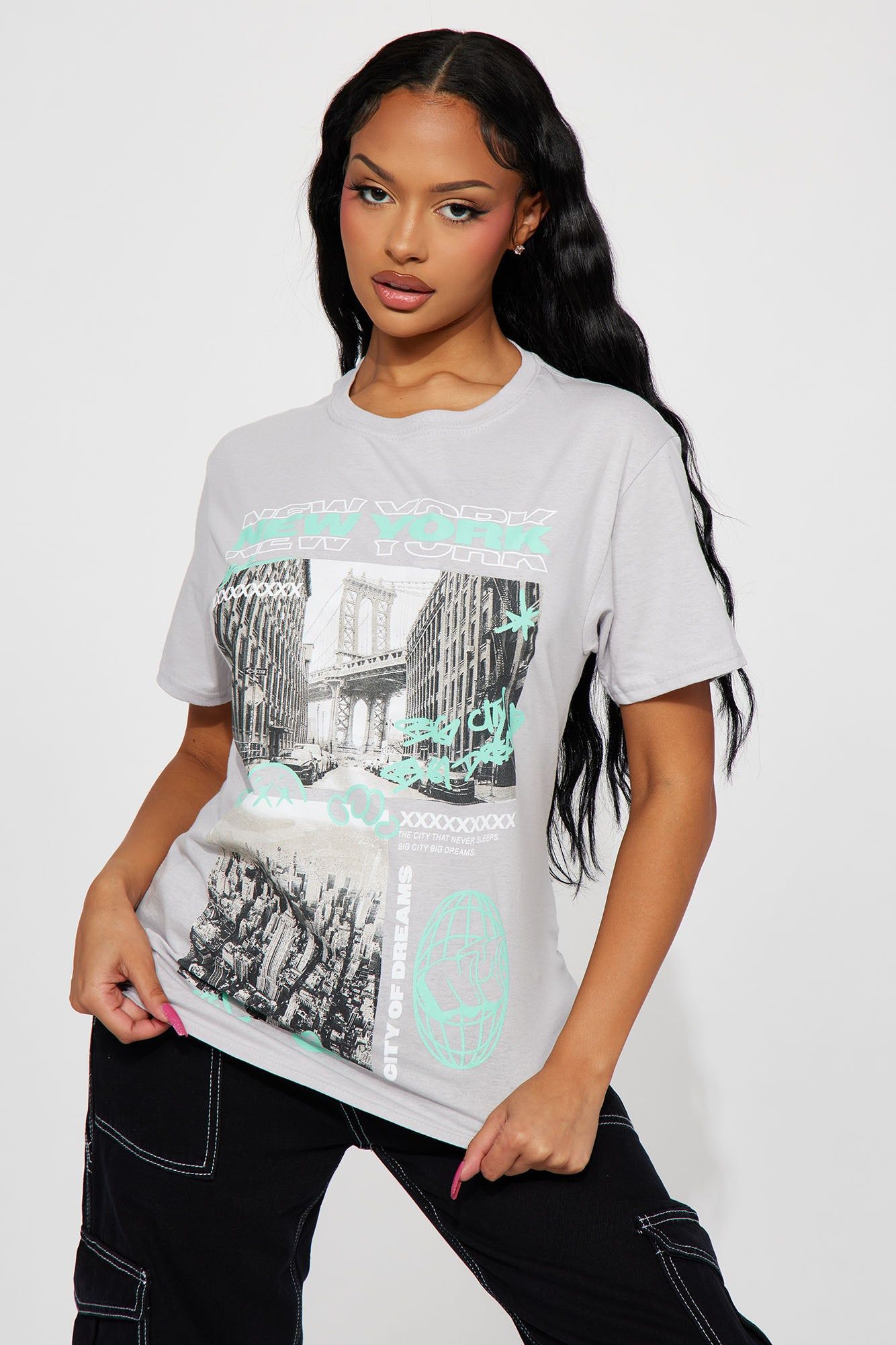 Big City Big Dreams NY Graphic Tee - Grey sold by Fashion Nova