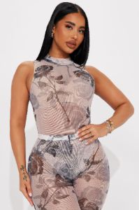 Geena Mesh Legging Set - Taupe/combo sold by Fashion Nova