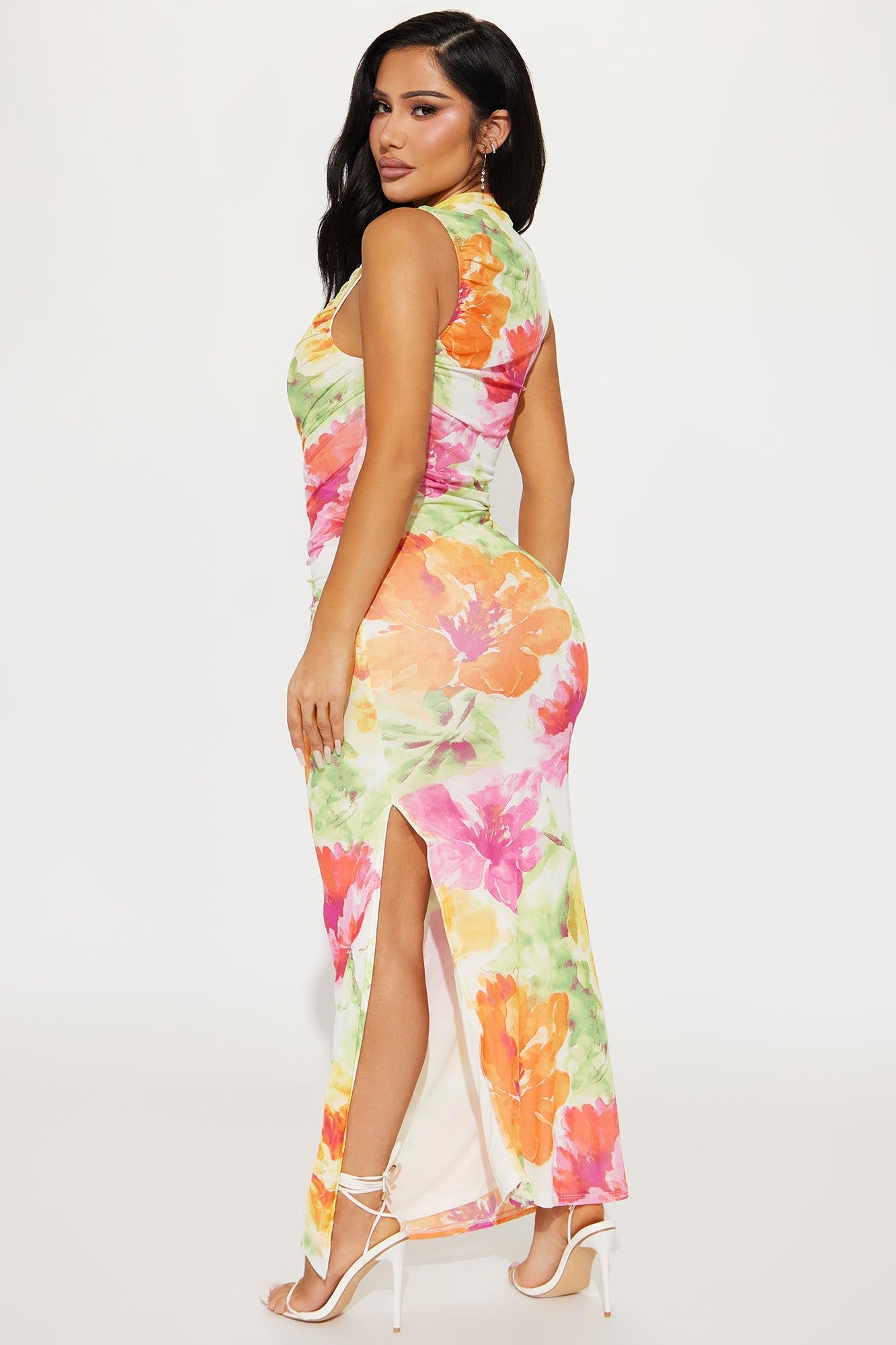 Abigal Floral Mesh Maxi Dress - Orange/combo sold by Fashion Nova product image thumbnail 3