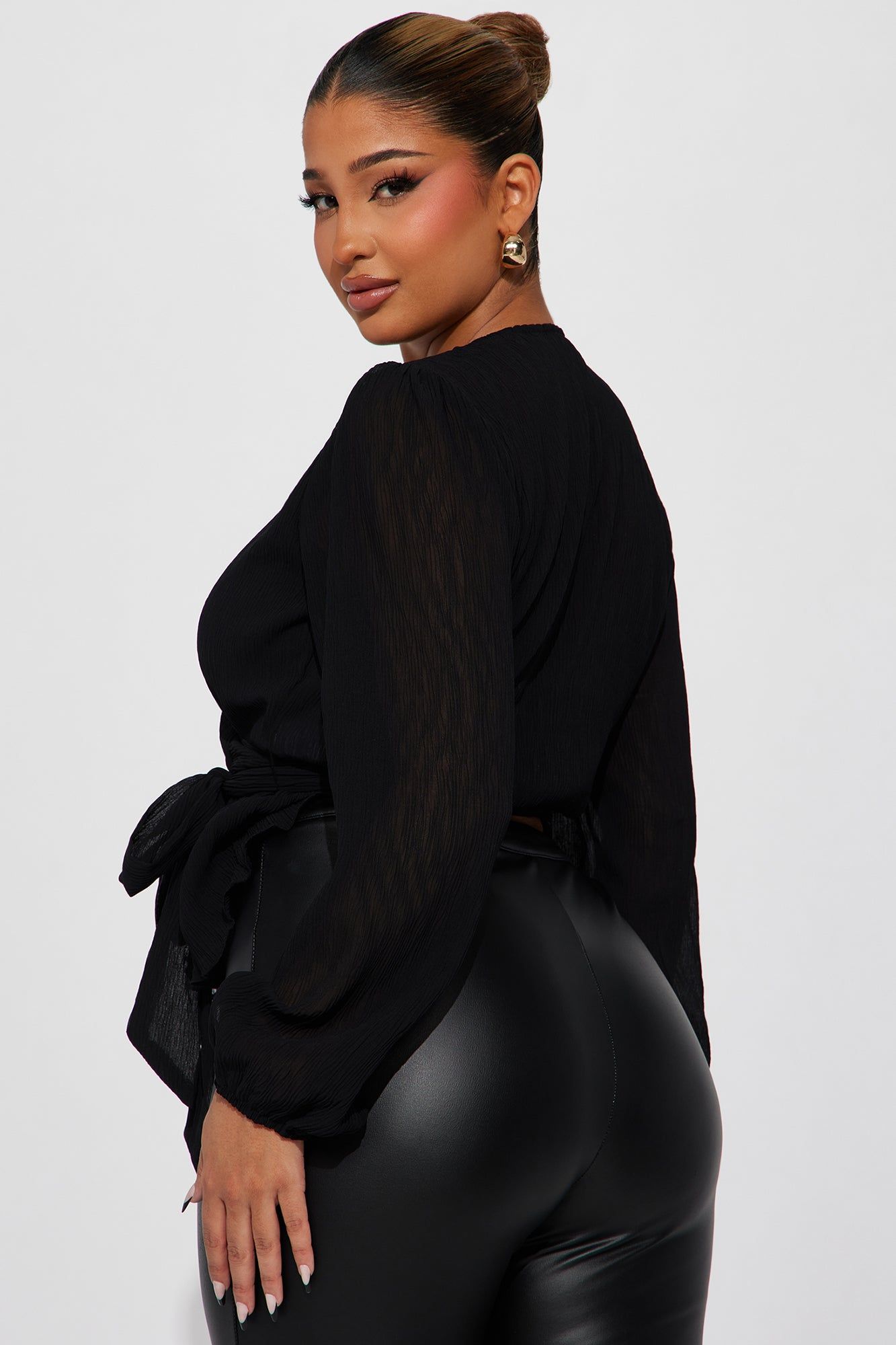 Play Time Pleated Blouse - Black sold by Fashion Nova product image thumbnail 3
