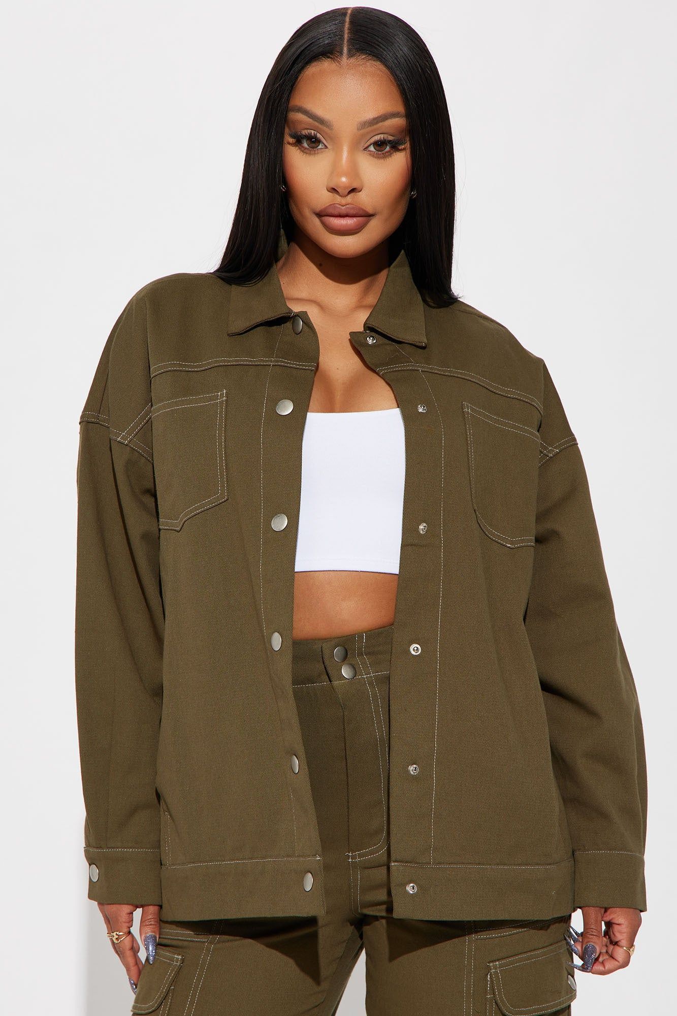 Change Of Plans Cargo Pant Set - Olive sold by Fashion Nova product image thumbnail 2