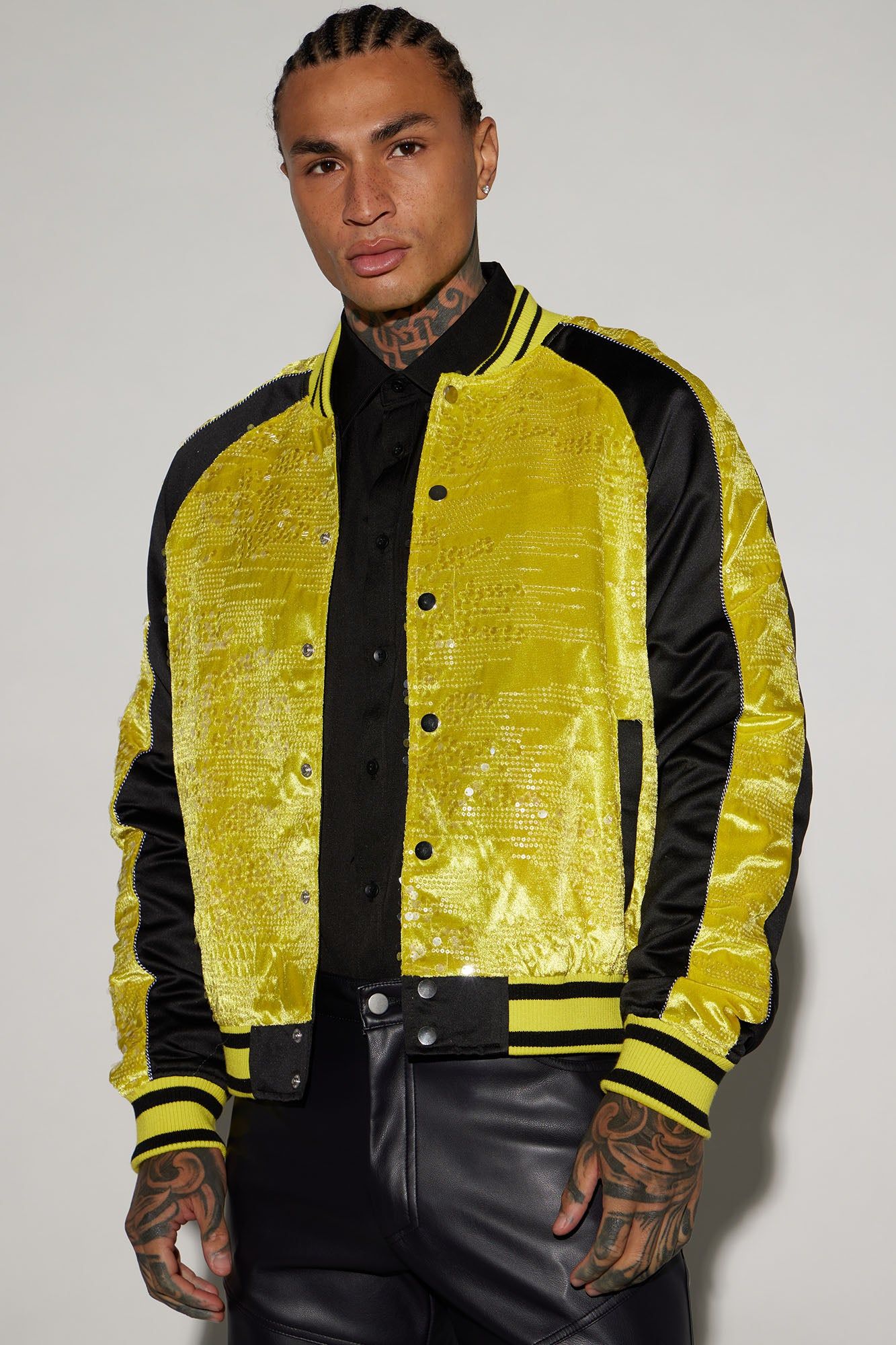 ジャケット・アウター Bhim Gurung Track Jacket in Primal Lambskin Leather in SIDEWALK