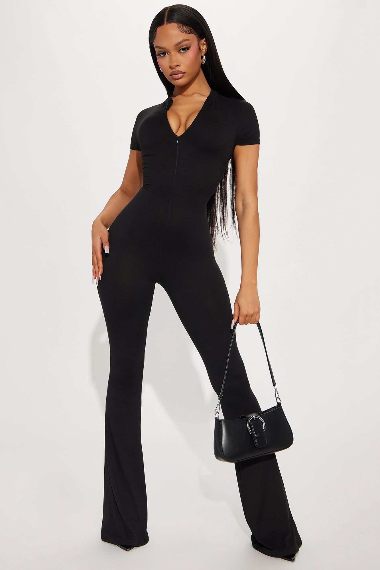 Take Me Out Again Jumpsuit - Black sold by Fashion Nova