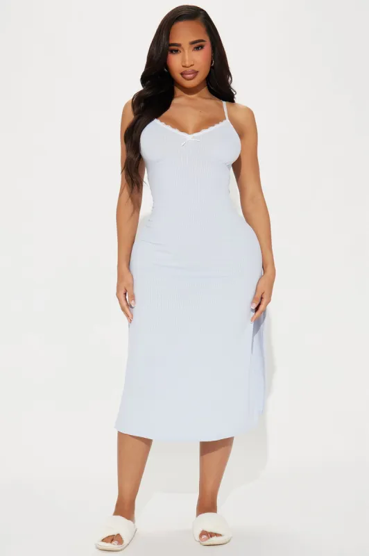 Sleepy Girl Ribbed Maxi Cami Sleep Dress - Light Blue sold by Fashion Nova