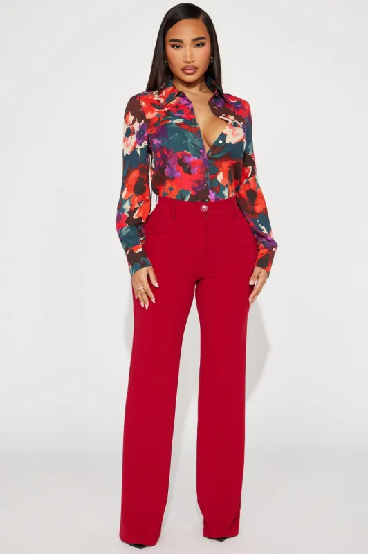 Heidi Wide Leg Trouser Pant - Red sold by Fashion Nova