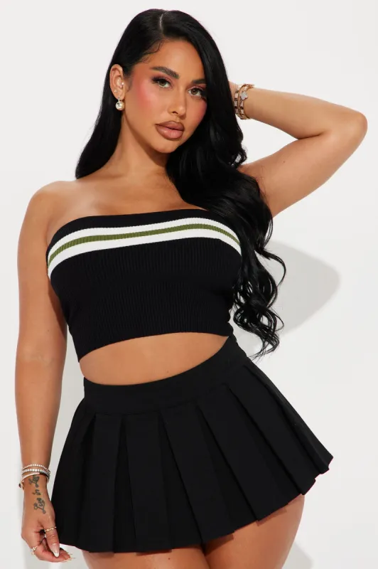 Young Love Cropped Sweater Top - Black/combo sold by Fashion Nova