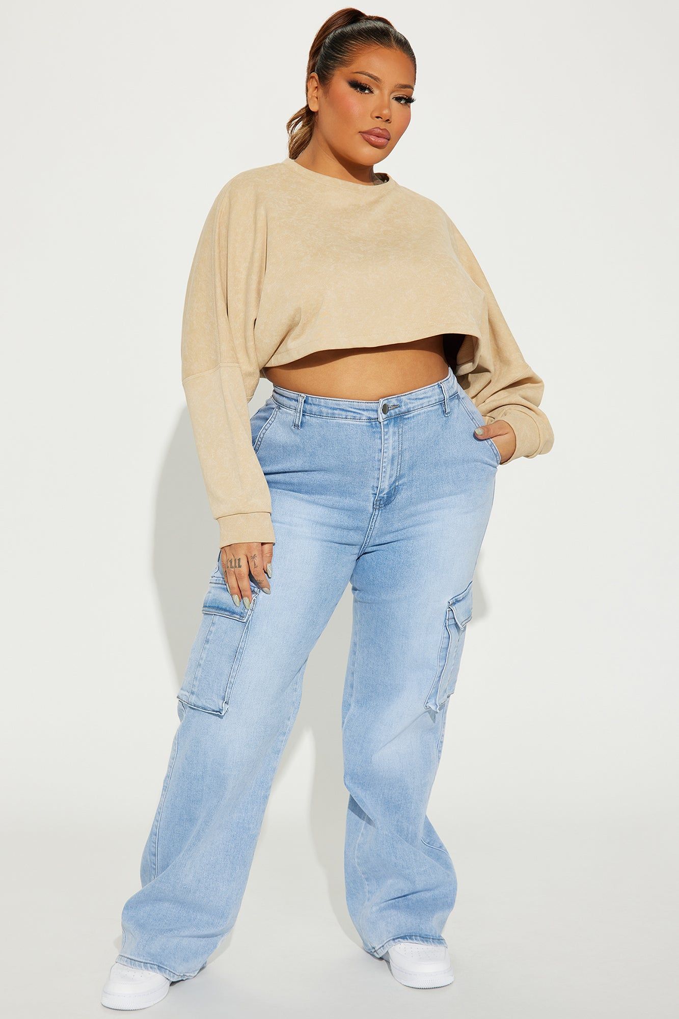 Not That Serious Stretch Cargo Jeans - Light Wash sold by Fashion Nova product image thumbnail 4