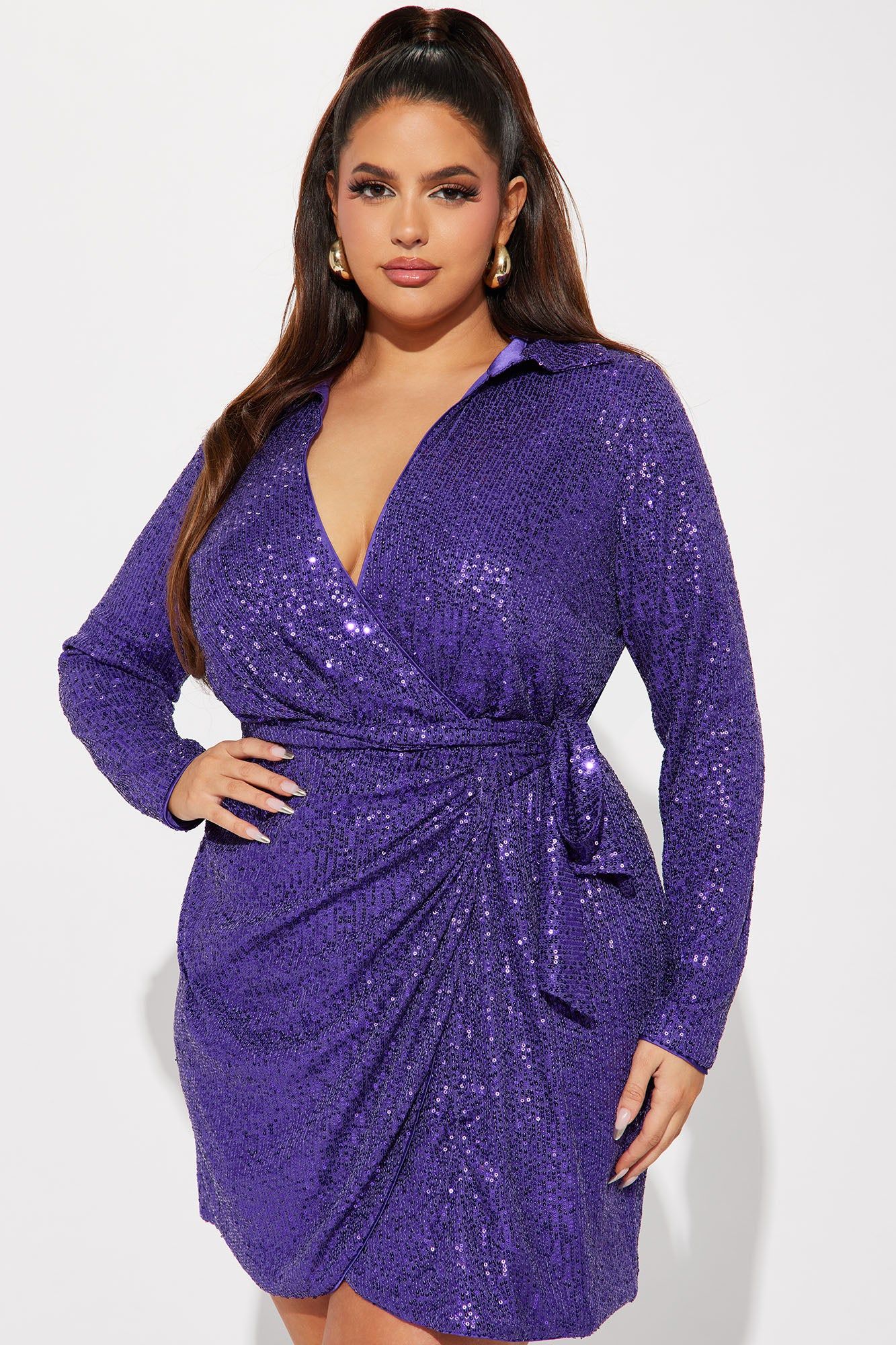 Felicia Wrap Sequin Mini Dress - Purple sold by Fashion Nova product image thumbnail 4