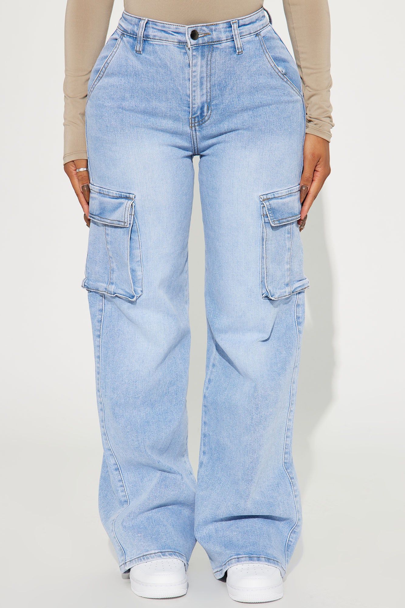 Not That Serious Stretch Cargo Jeans - Light Wash sold by Fashion Nova product image thumbnail 2