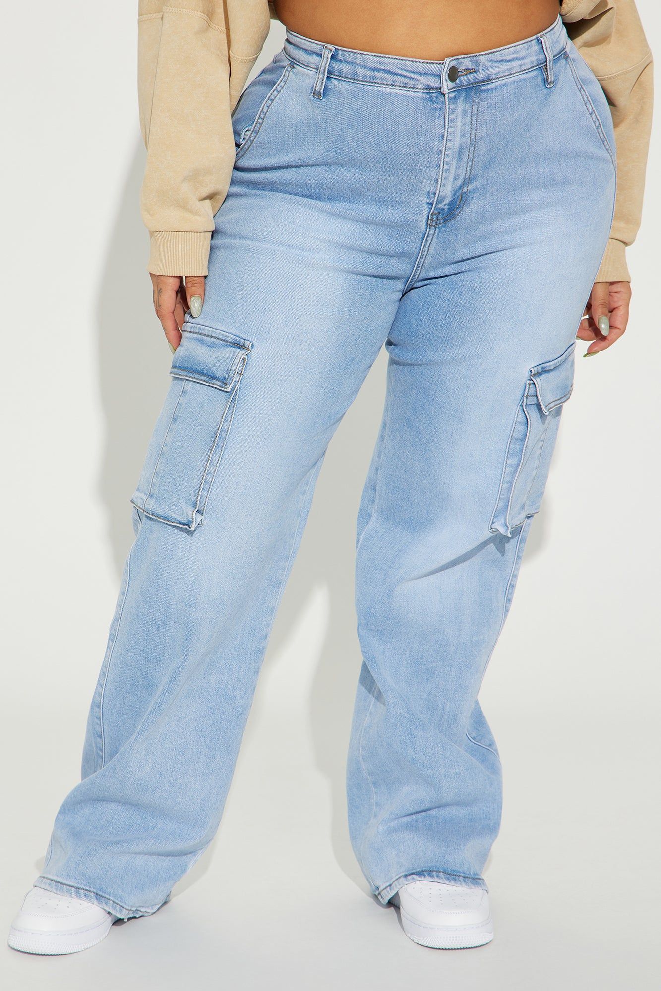 Not That Serious Stretch Cargo Jeans - Light Wash sold by Fashion Nova product image thumbnail 5