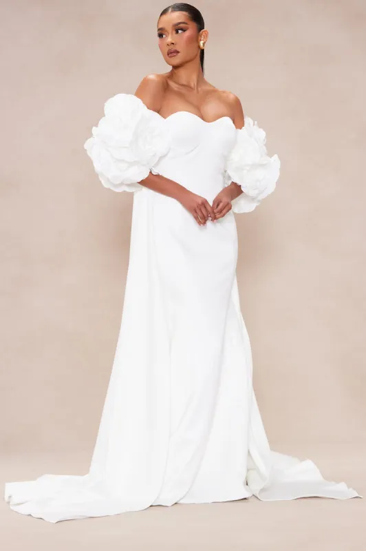 Madelyn Flower Gown Set - White sold by Fashion Nova